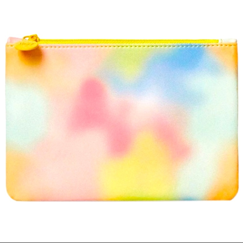 💖 Multi colored print zippered bag with metal smiley face pull